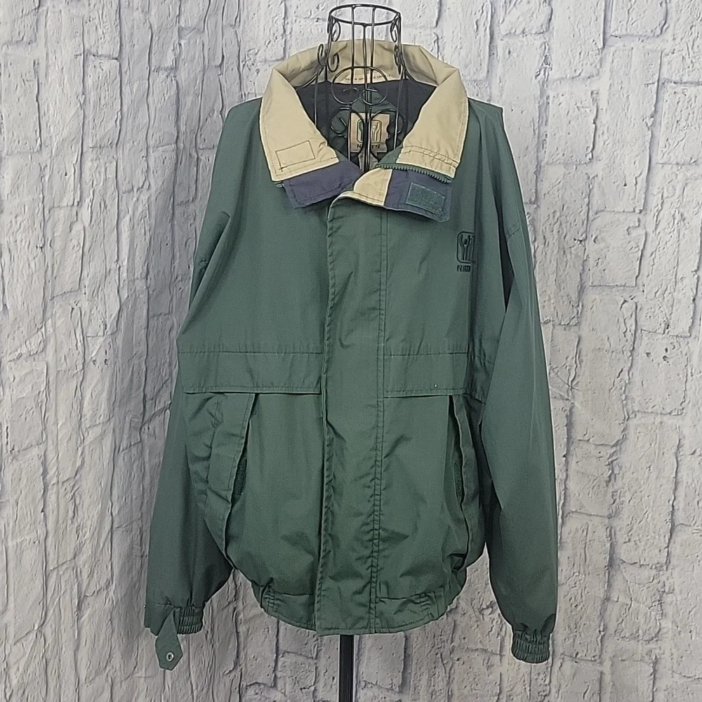 NIKKEN Green and Tan Zip up Warm Up‎ Men's Jacket Medium